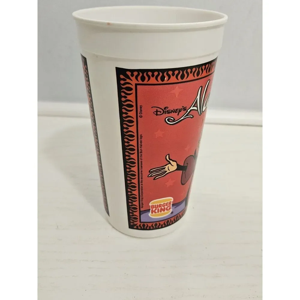 Vintage Disney Aladdin Burger King Plastic Cup Featuring Jafar*READ* Cracked Rim
